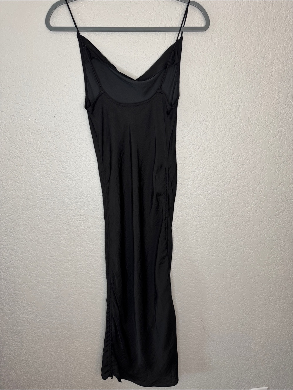Free People Slip Dress Side Ruching Black Sz Small Spaghetti Strap Day to Night - Picture 7 of 10